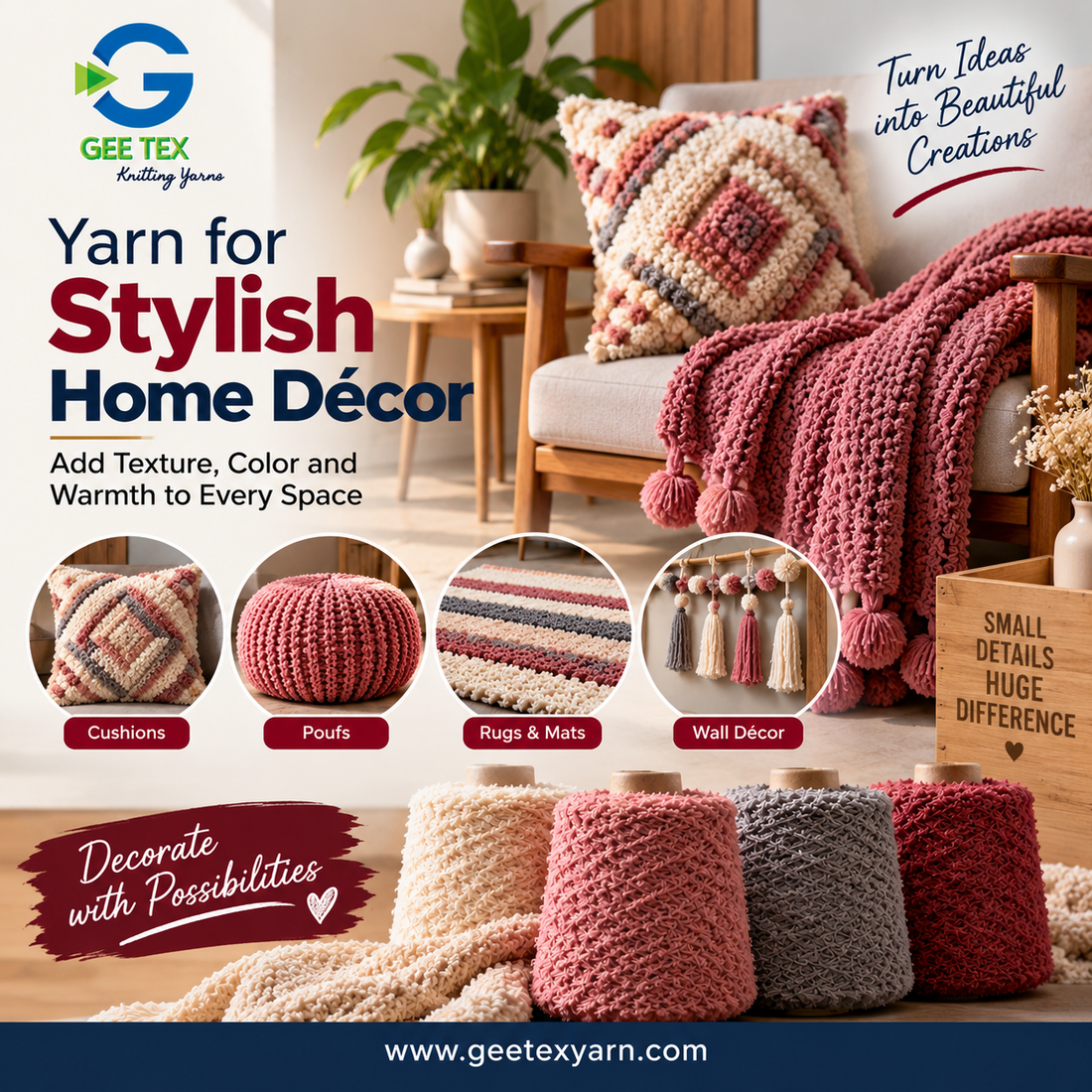 Decorative Polyester Yarn for Attractive Handicrafts — Gee Tex Knitting Yarns